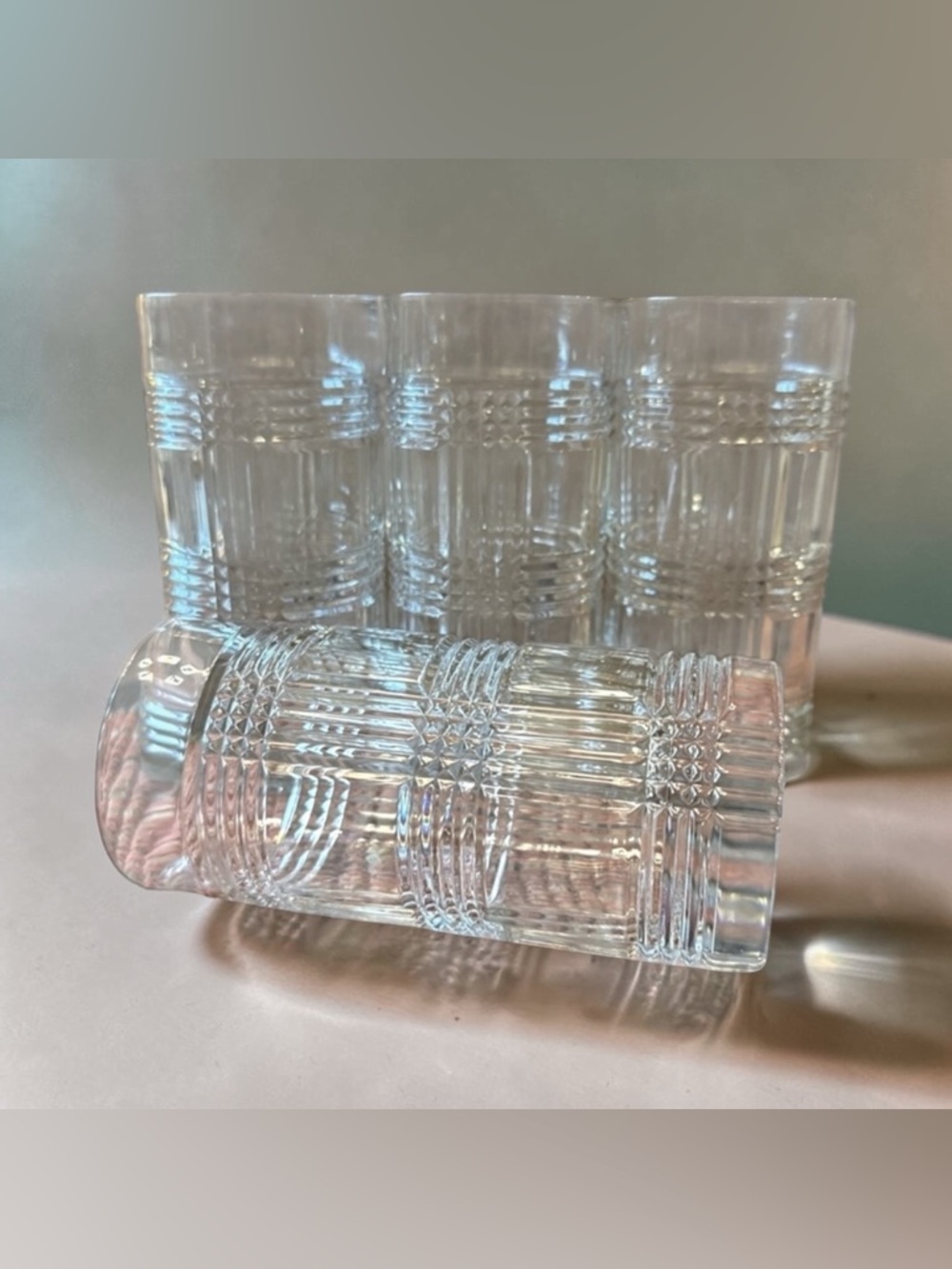 Ralph Lauren Glen Plaid Crystal Highball Glasses - Set of Four - Picture 2 of 8
